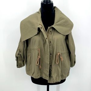 Hang Ten cropped utility jacket size Large army green